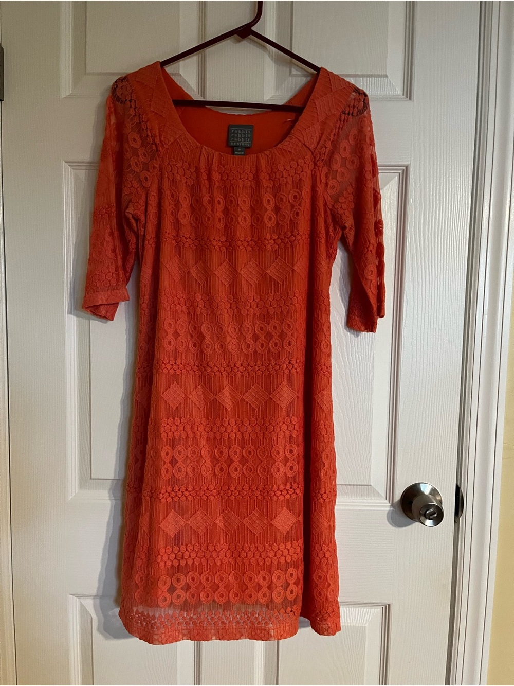Rabbit Orange Crochet Shift Dress